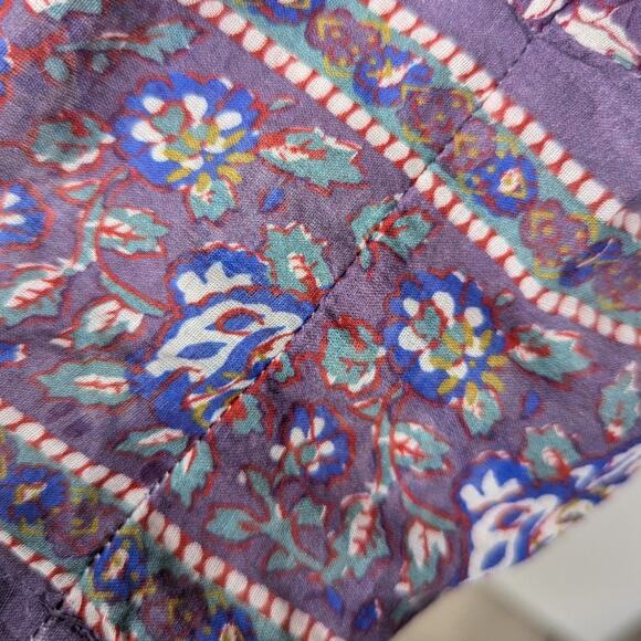 Sea Rosita Border Smocked Mini Dress Ruffled Purple Floral Size Large Preowned - Picture 8 of 12